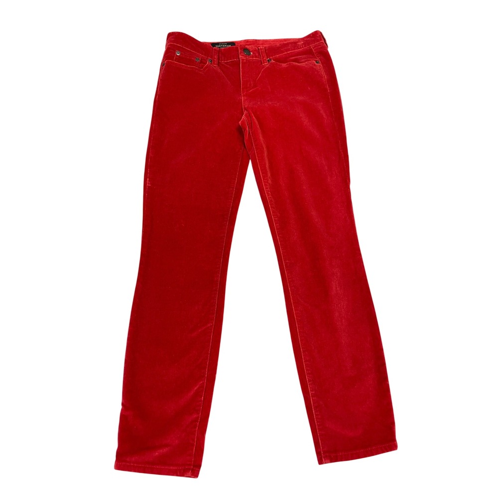 J.Crew Toothpick Red Velvet Low Rise Slim Fit Pants Womens 26 Stretch Cotton